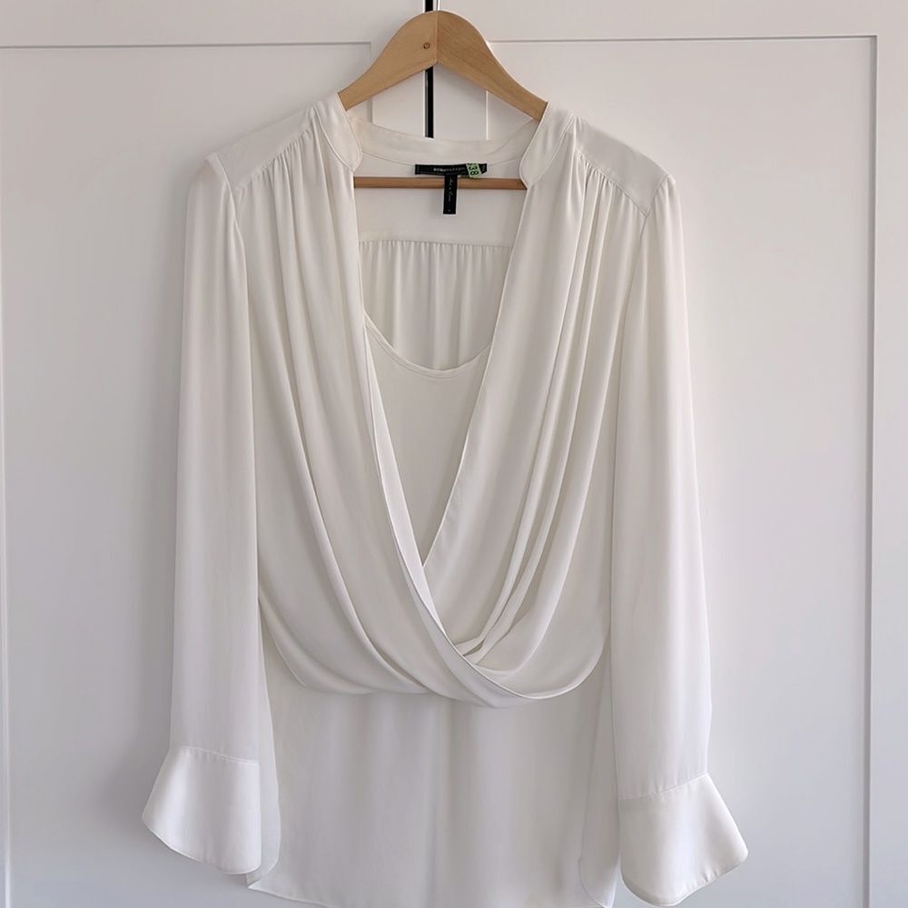 SOLD - Jaklyn Draped front blouse - size small